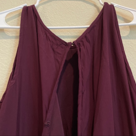 Max Studio - deep purple, elegant, wide leg, sleeveless ruffled-waist jumpsuit - Picture 5 of 8